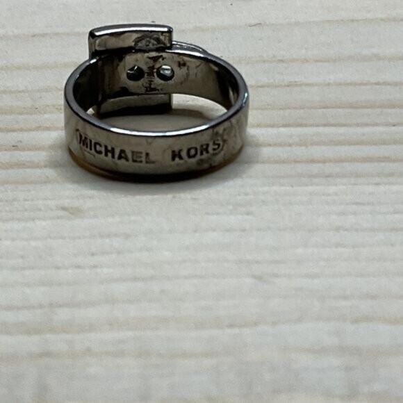 Michael Kors Silver Tone Buckle Ring - Picture 2 of 4